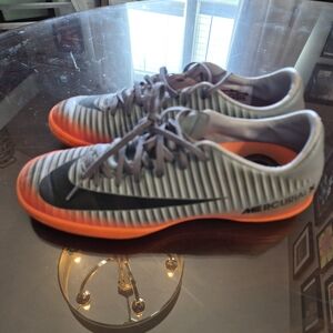Nike Mercurial Gray and Orange Indoor Soccer Shoes